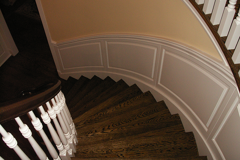 Curved Wainscoting Staircase in Watertown CT.  Wainscoting by Wainscoting America