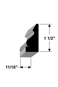 1 1⁄8" Decorative Shoe Molding - Cross Section