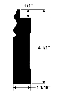 4" Baseboard Moulding - Cross Section