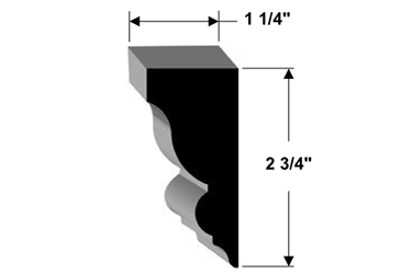 1 1⁄4" x 2 3⁄4"  Solid Crown Molding