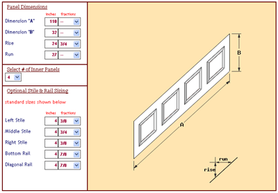 Our Wainscoting Design System is the Best in the Industry. Interactively design your stairs wainscoting with just 4 key measurements. You can design your elegant stairs panels in minutes..