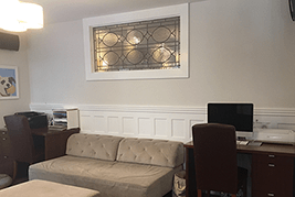 Double Stacked Classic Recessed Wainscoting panels in a Living Room in Brooklyn New York NY