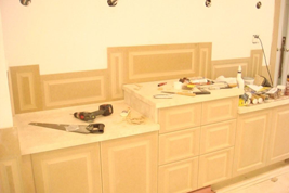 Wainscoting Raised Panels in a Bathroom - Los Angeles California - CA - Wainscoting America project 3658