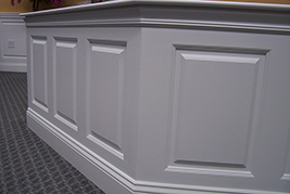 Wainscoting beaded raised panel in a TV Studio in Corinth ME, Maine.  Wainscoting Ideas by Wainscoting America