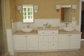 Wainscoting Raised Panels in a Bathroom - Los Angeles California - CA - Wainscoting America project 3658