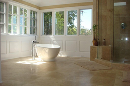 Wainscoting Raised Panels in a Bathroom - Los Angeles California - CA - Wainscoting America project 3658