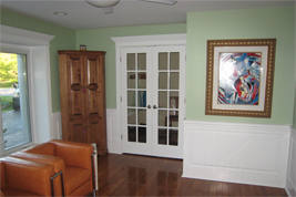 Raised Panel Wainscoting Living Room in Northville Michigan - Wainscoting America Project 1245