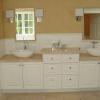 Wainscoting America Vanity with Raised Panel Cabinet Doors that match the wainscoting profile