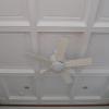 The coffered ceiling is painted white with Benjamin Moore Satin Impervo Paint